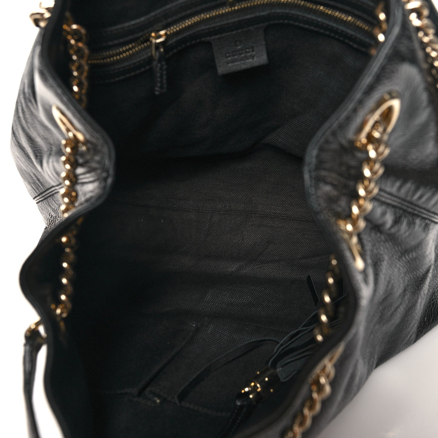 Patent Medium Soho Chain Shoulder Bag Black
