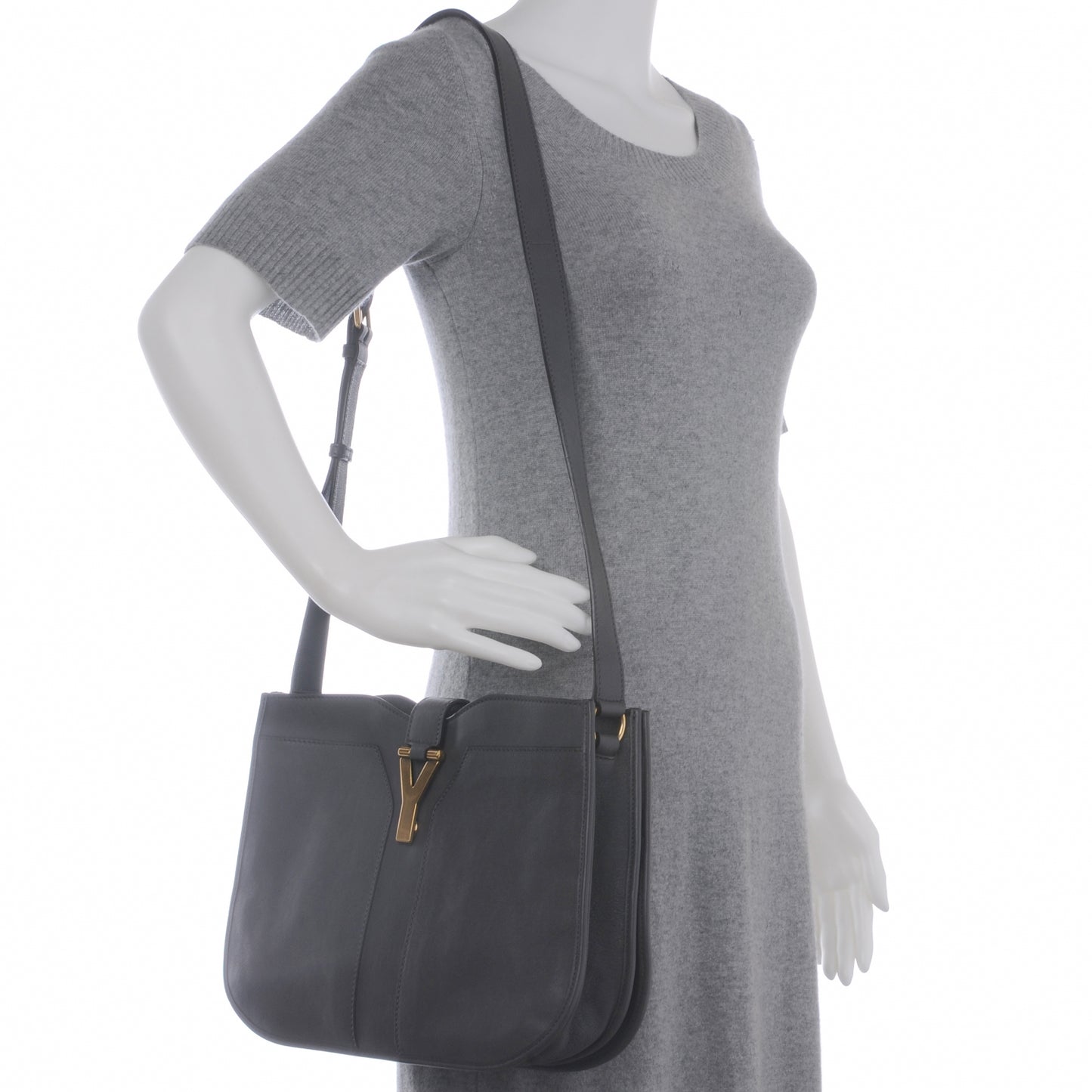 Leather Medium Chyc Shoulder Bag Grey