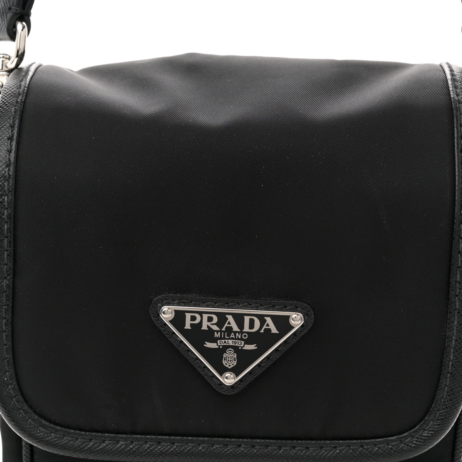 Prada Re-Nylon Saffiano Mini Pocket Single Snap Buckle Messenger Bag Black 7 of 10