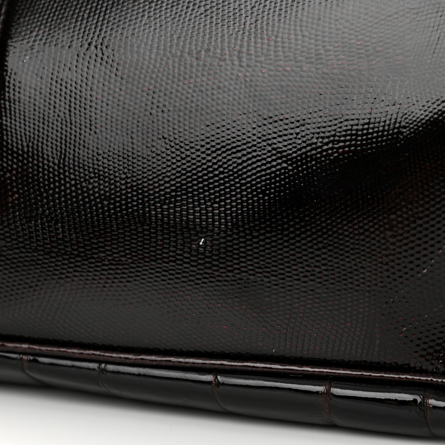 Patent Crocodile Embossed Medium Gaucho Double Saddle Bag Dark Brown