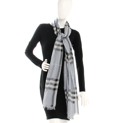 Burberry Wool Silk Giant Check Scarf Dusty Blue 2 of 6