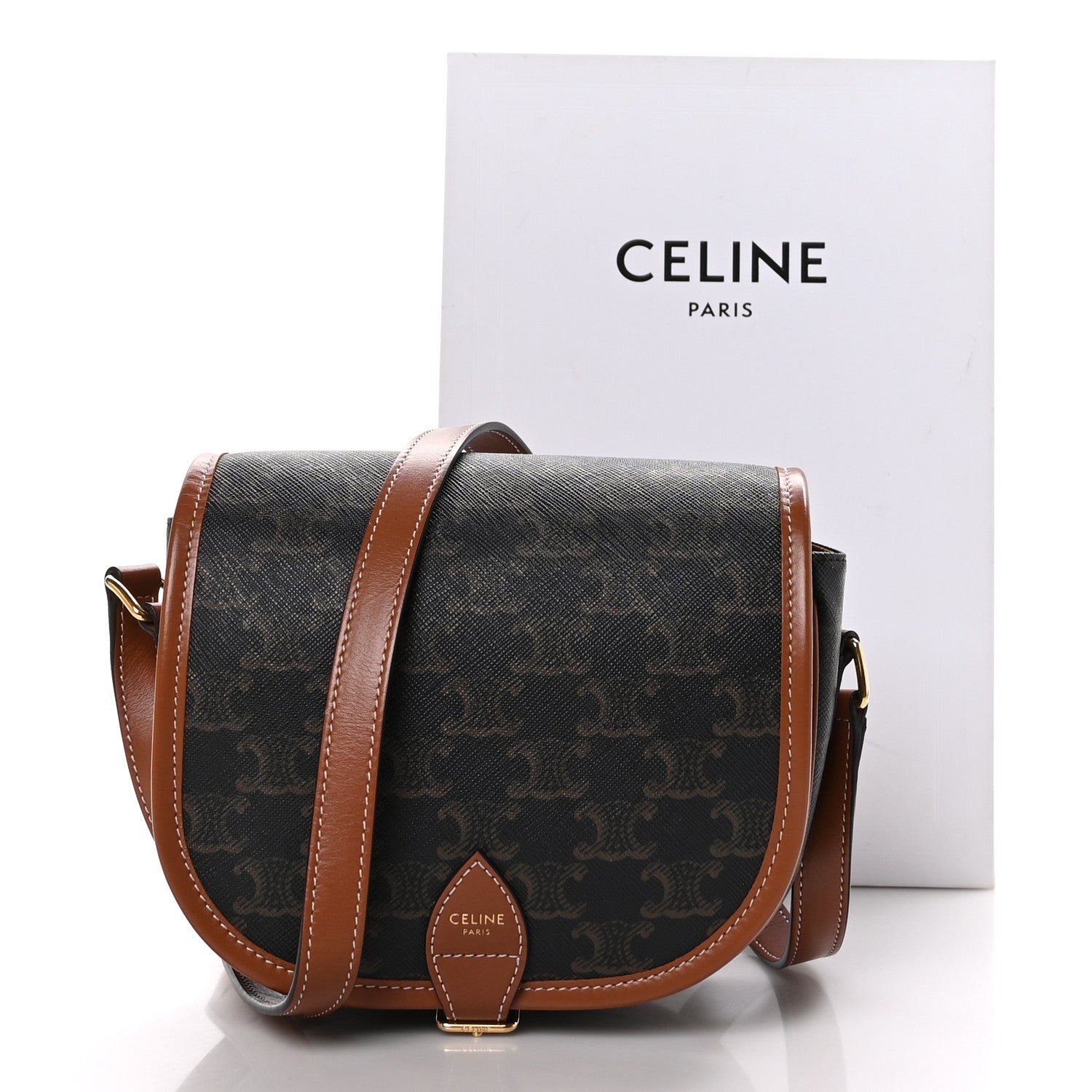 Celine Triomphe Canvas Medium Folco Bag Tan 8 of 8