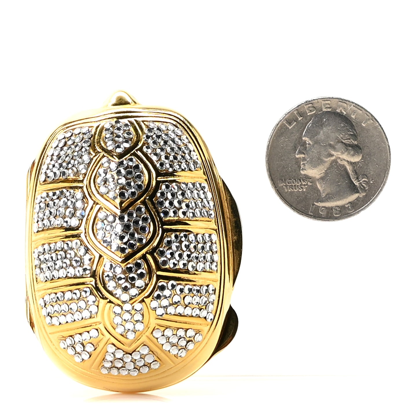 Crystal Turtle Pill Box Gold
