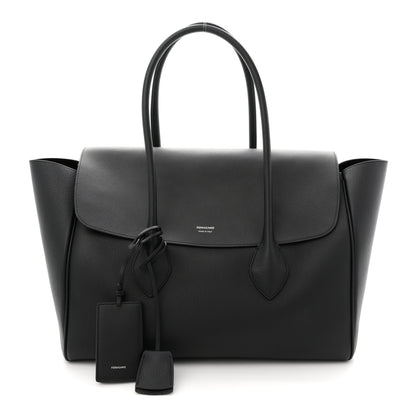 Salvatore Ferragamo Hammered Calfskin XL East West Tote Bag Black 1 of 10