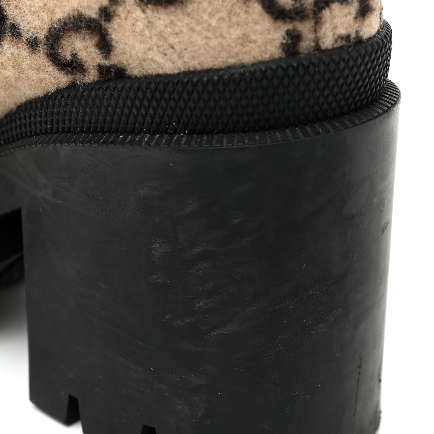 Gucci Covered Wool GG Monogram Womens Lace Up Combat Ankle Boots 38 Beige Ebony Black 31 of 36