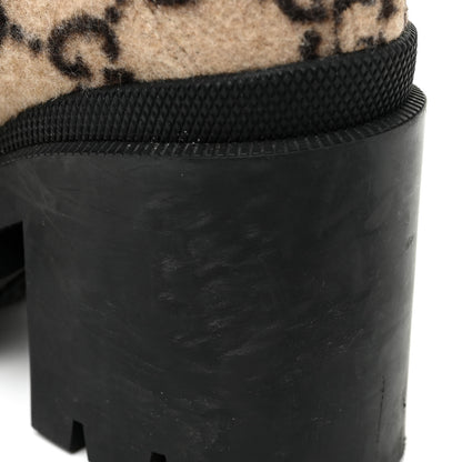 Gucci Covered Wool GG Monogram Womens Lace Up Combat Ankle Boots 38 Beige Ebony Black 31 of 36