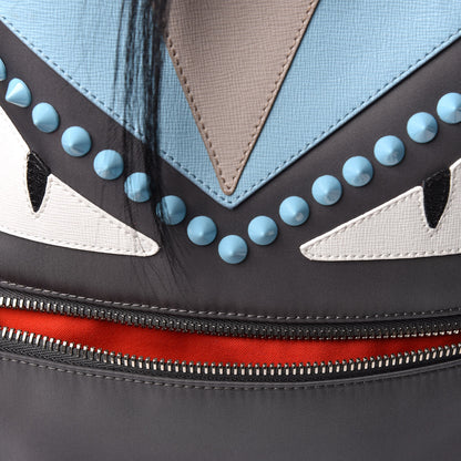 Fendi Nylon Vitello Elite Fox Goat Monster Eyes Studded Backpack Acciaio Pimento Multicolor 10 of 10