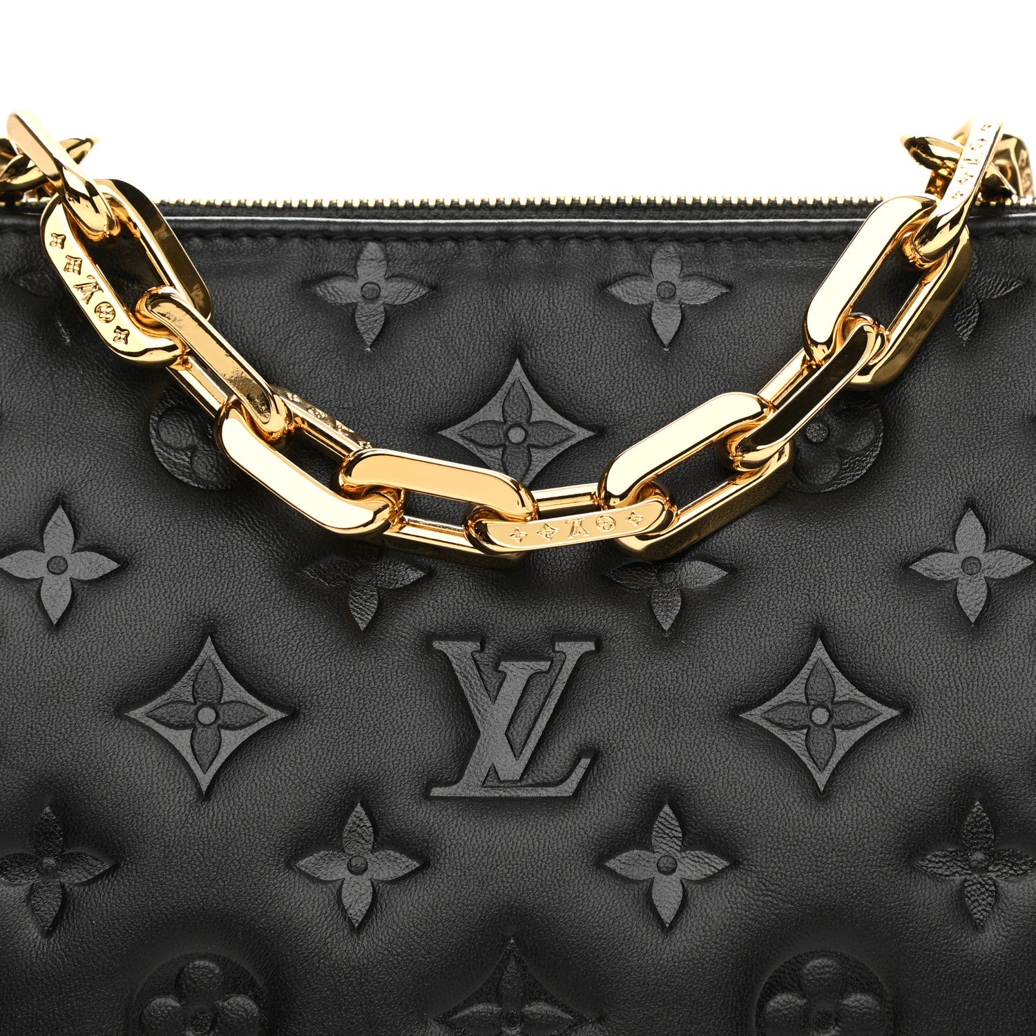 Louis Vuitton Lambskin Embossed Monogram Coussin PM Black 7 of 9
