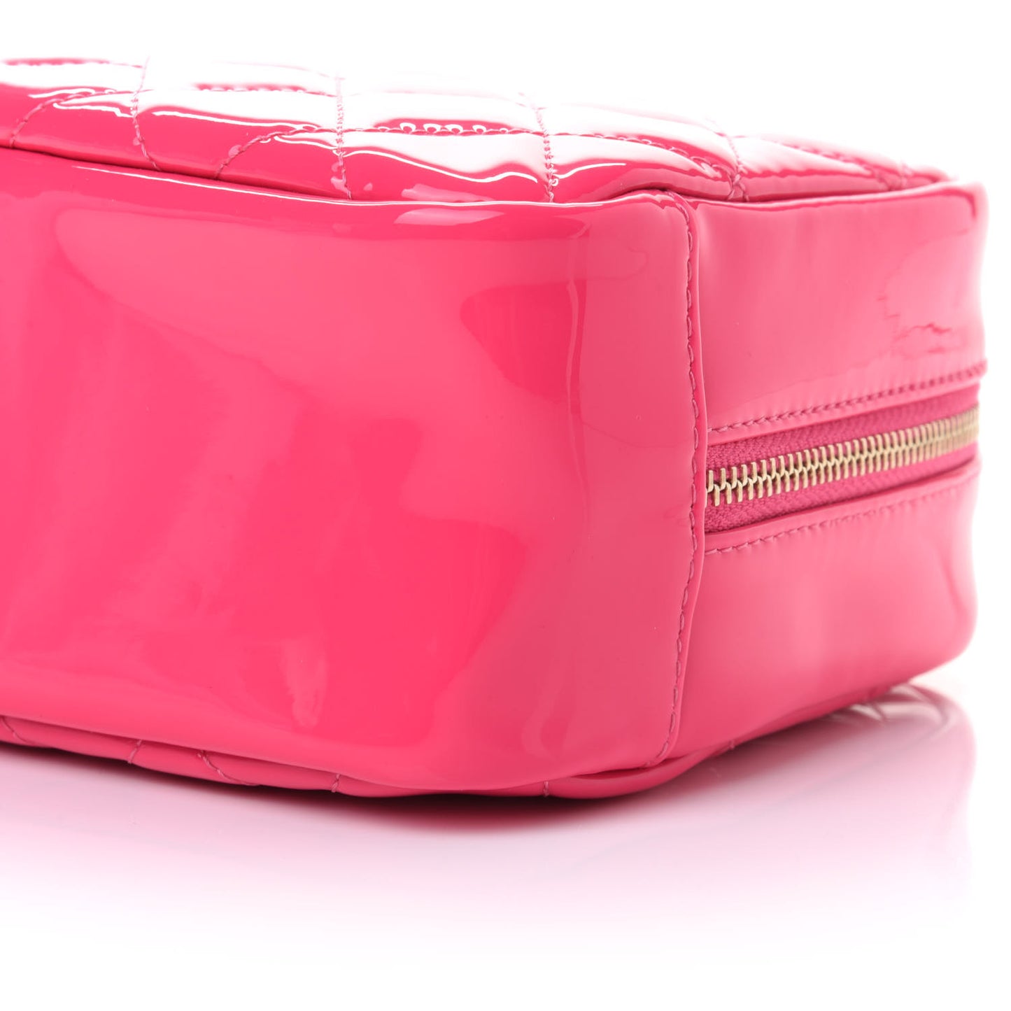 Patent Quilted Medium Curvy Pouch Cosmetic Case Pink
