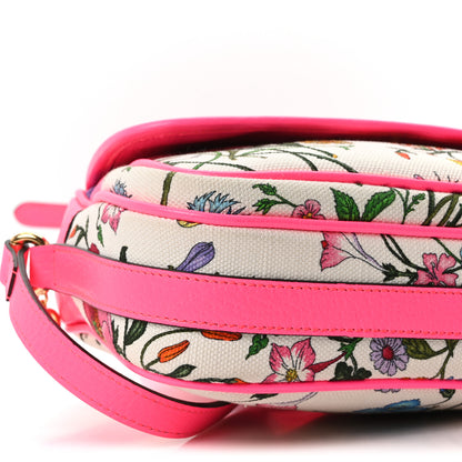Gucci Canvas Flora Floral Shoulder Bag White Fuchsia Fluo 9 of 10