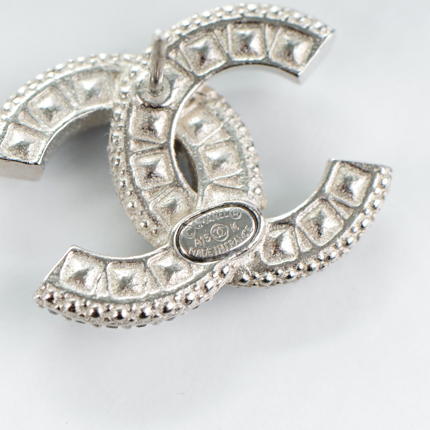Chanel Baguette Crystal CC Earrings Silver Black 4 of 5