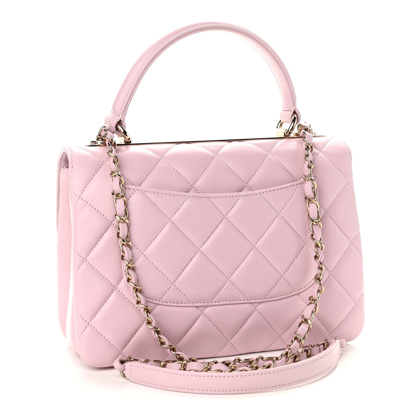 Lambskin Quilted Small Trendy CC Flap Dual Handle Bag Light Pink