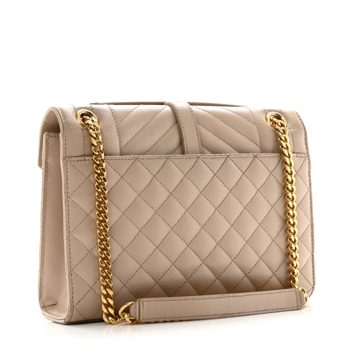 Grain De Poudre Textured Mixed Matelasse Medium Triquilt Monogram Satchel Dark Beige