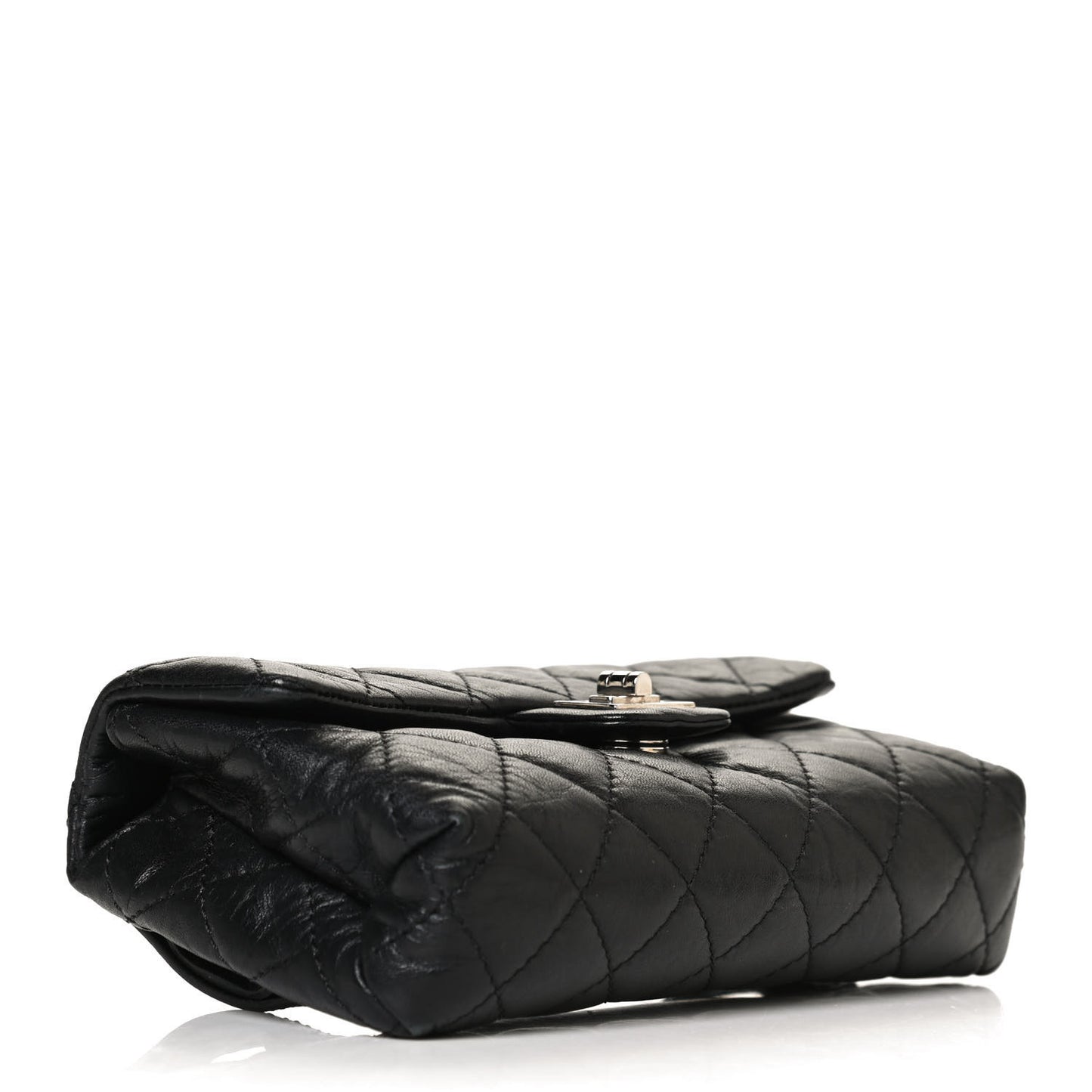 Aged Calfskin Quilted 2.55 Reissue Flap Belt Bag Clutch Black