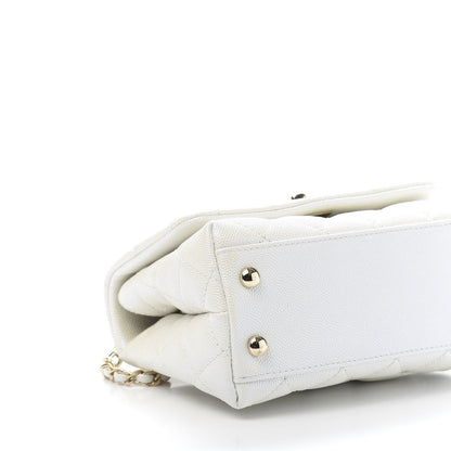 Chanel Iridescent Caviar Quilted Extra Mini Coco Handle Flap White 8 of 11