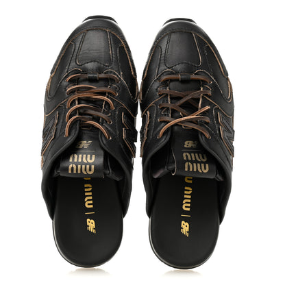 Miu Miu X NEW BALANCE Bleached Calfskin 530 SL Slip-On Sneakers Mules 36.5 Black 2 of 10