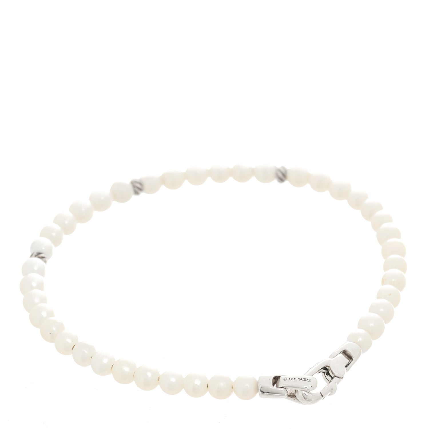 David Yurman Sterling Silver Pearl 4mm Bijoux Spiritual Beads Bracelet 2 of 3