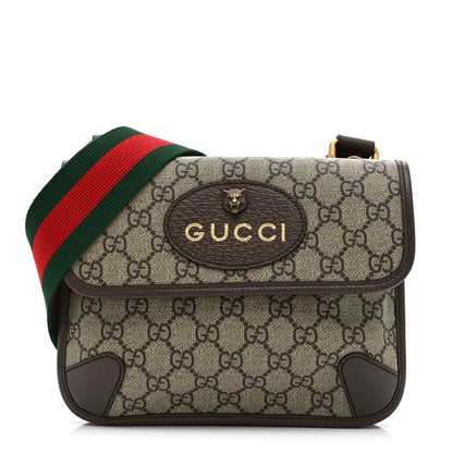 Gucci GG Supreme Monogram Web Small Neo Vintage Double Flap Messenger Bag Beige New Acero 1 of 11