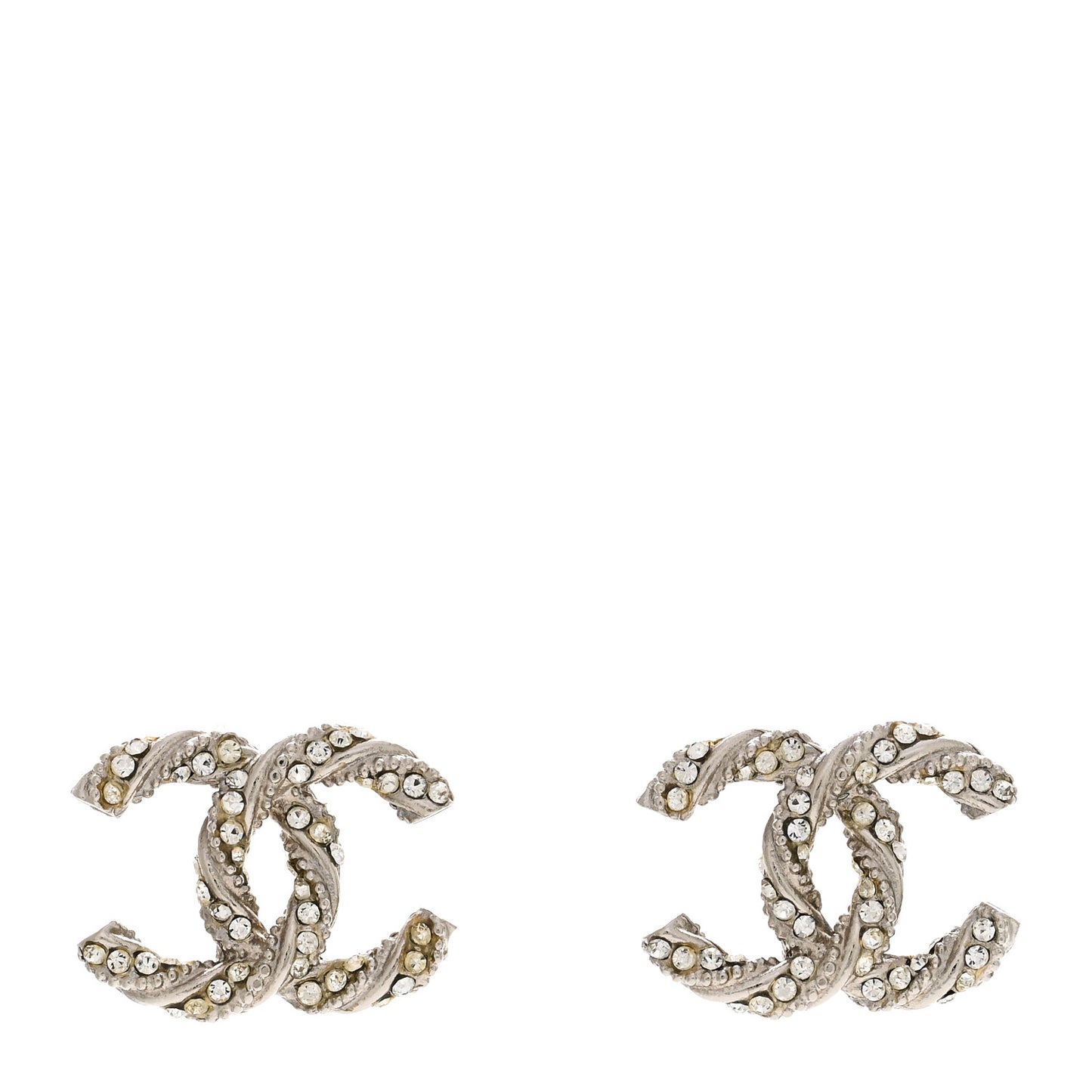 Crystal Twisted CC Earrings Silver