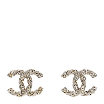 Chanel Crystal Twisted CC Earrings Silver 1 of 5