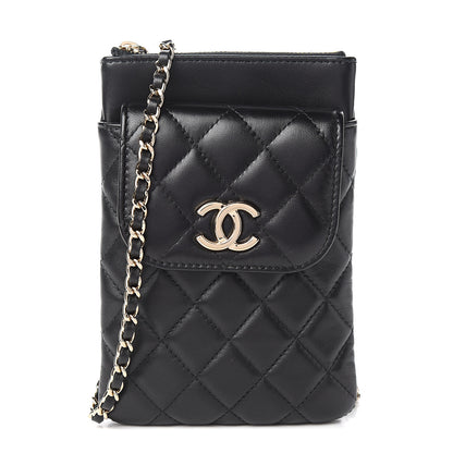 Chanel Lambskin Quilted CC Phone Holder Black 1 of 10
