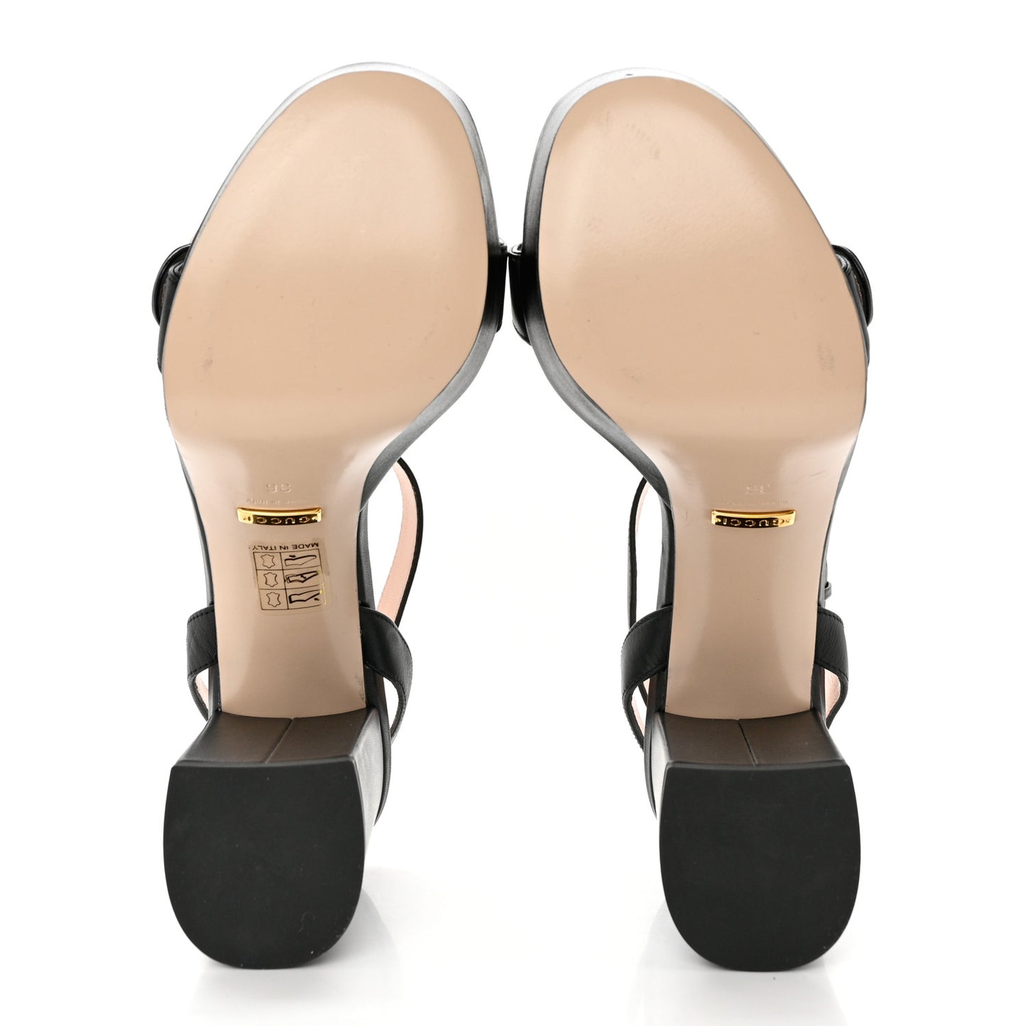 Calfskin GG Marmont Ankle Wrap 30/85mm Platform Sandals 36 Black