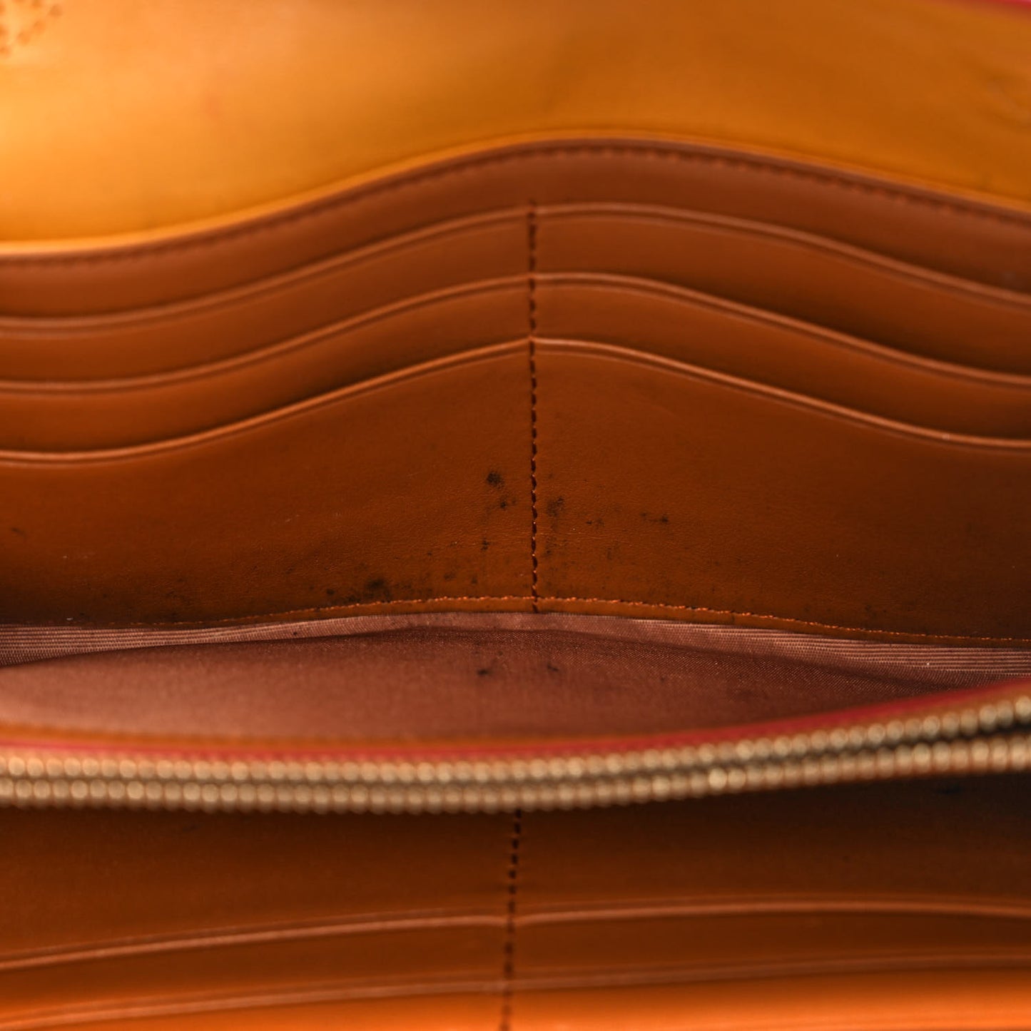 Calfskin Visetos Monogram Patricia Color Block Wallet On Chain Cognac White