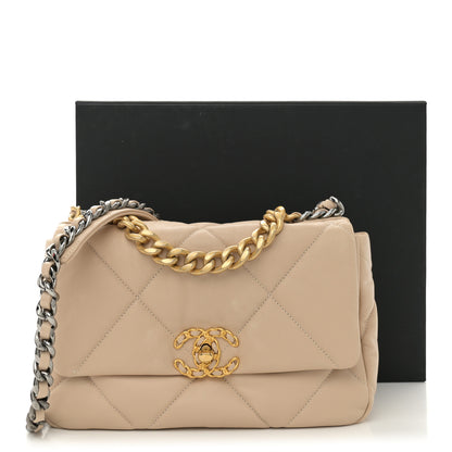Chanel Lambskin Quilted Medium Chanel 19 Flap Beige 13 of 13