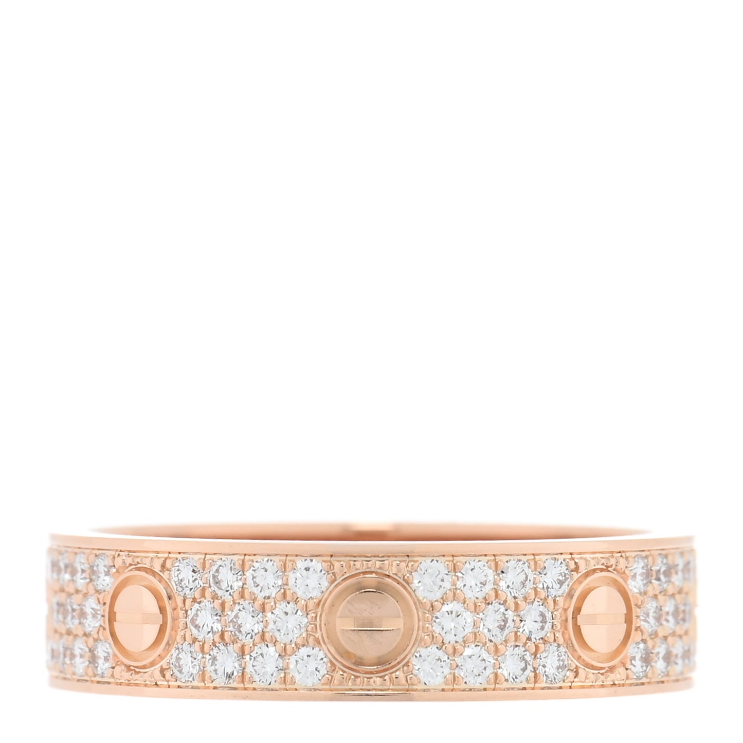 18K Pink Gold Diamond 5mm LOVE Wedding Paved Band Ring 53 6.5