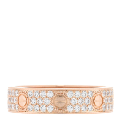 Cartier 18K Pink Gold Diamond 5mm LOVE Wedding Paved Band Ring 53 6.5 1 of 5