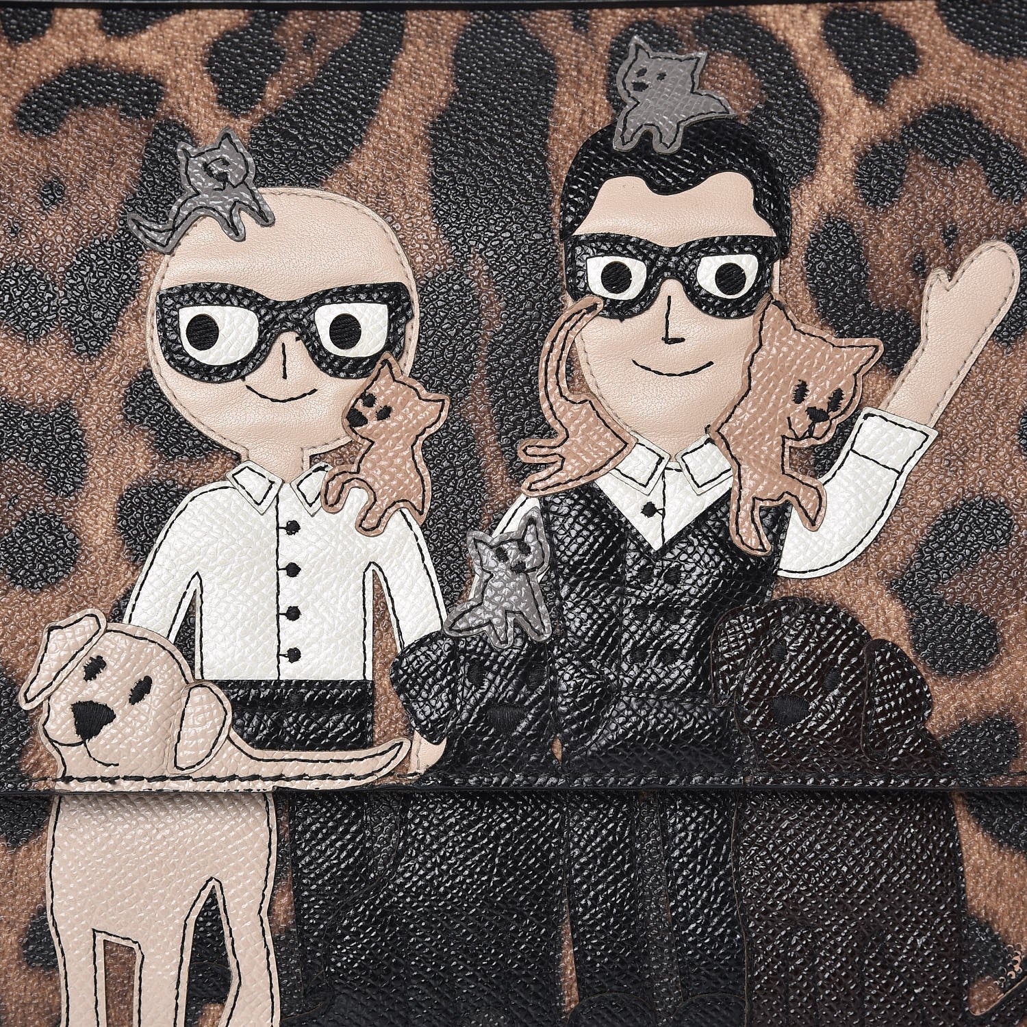 Dolce & Gabbana Dauphine Leopard Print Medium DG Family Patch Miss Sicily Satchel Black 11 of 11