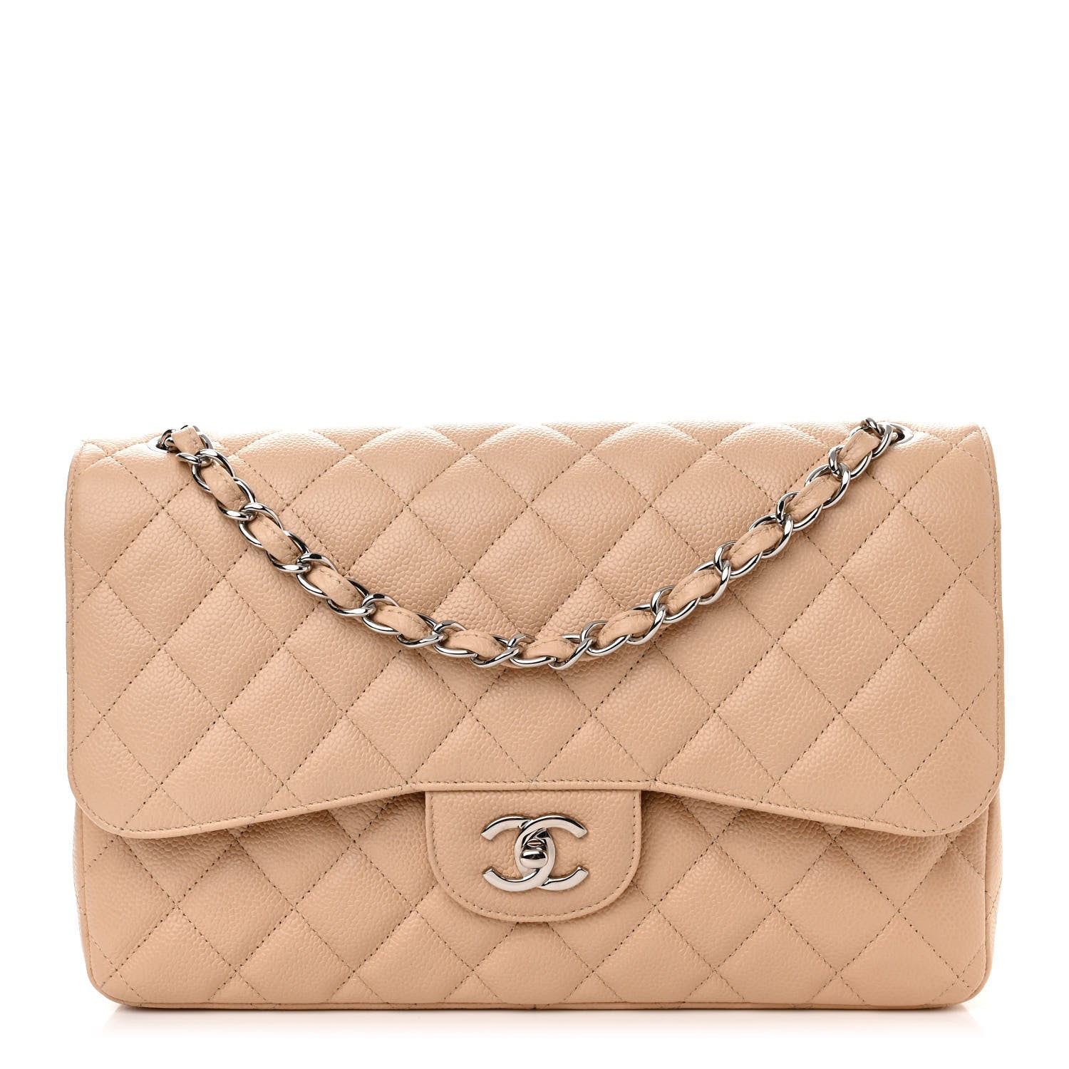 Chanel Caviar Quilted Jumbo Double Flap Light Beige 1 of 10
