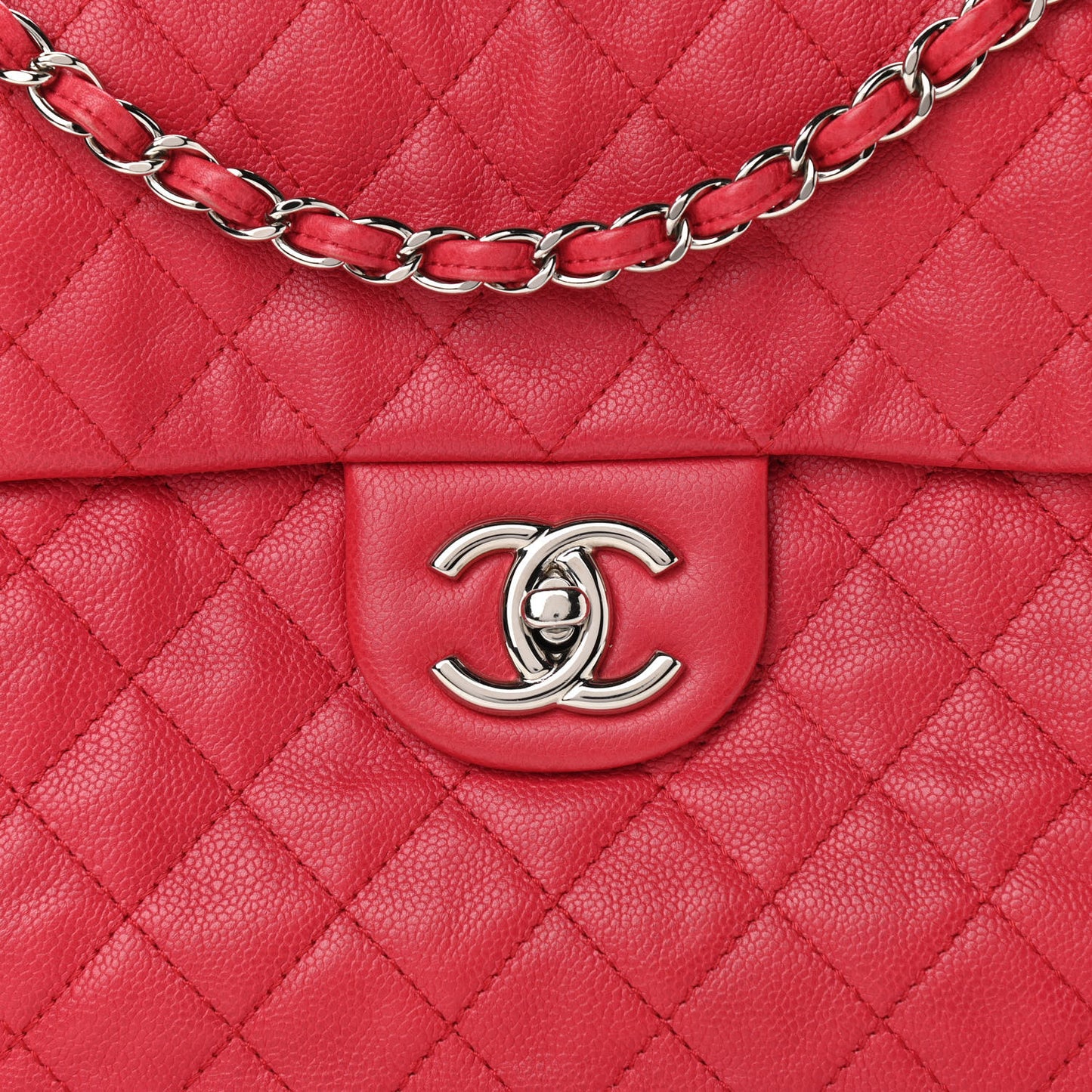 Washed Caviar Quilted Maxi Single Flap Fuchsia