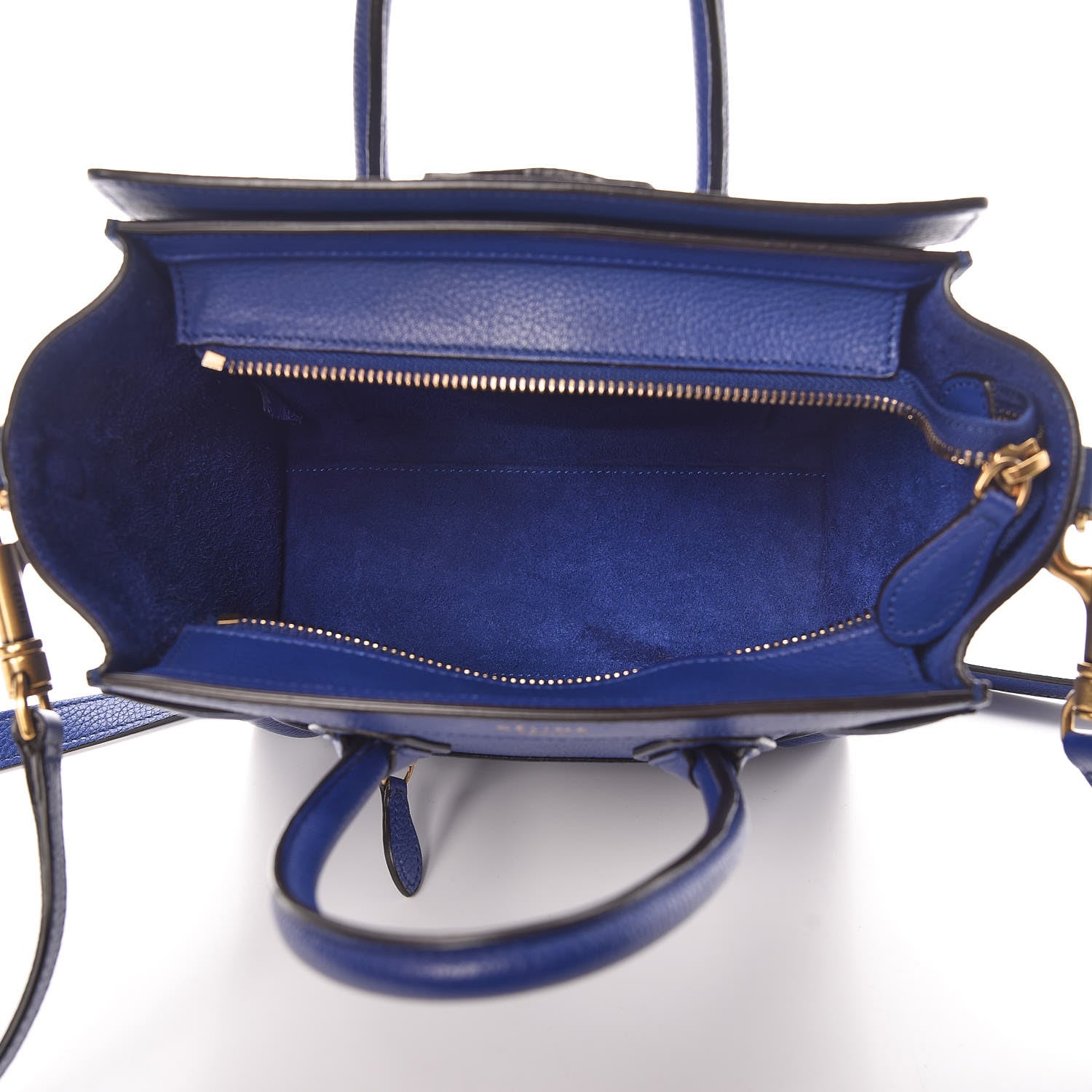 Celine Drummed Calfskin Nano Luggage Indigo 5 of 14