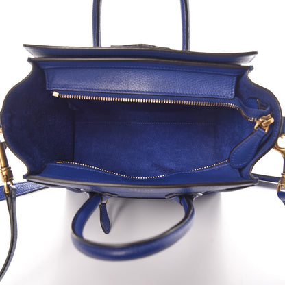 Celine Drummed Calfskin Nano Luggage Indigo 5 of 14