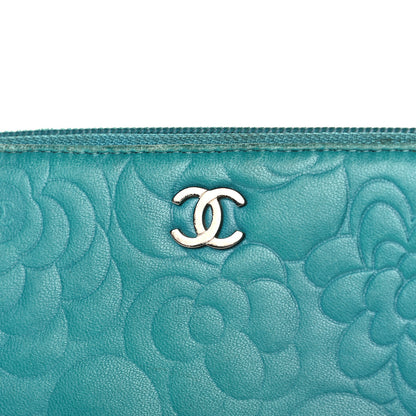 Chanel Lambskin Camellia Embossed Large Gusset Zip Around Wallet Blue 6 of 7