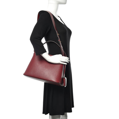 Prada Saffiano Cuir Small Matinee Tote Cherry Black 2 of 9