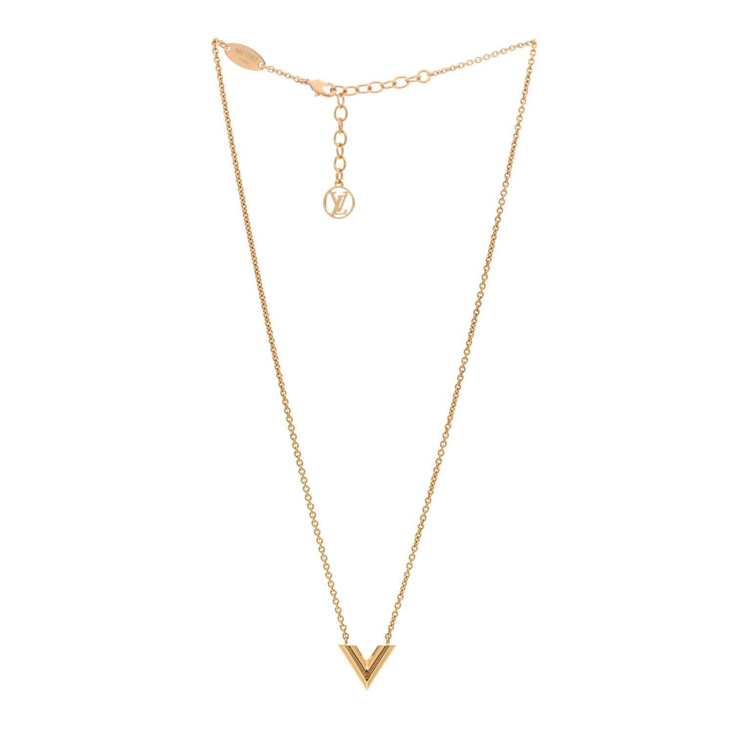 Louis Vuitton Brass Essential V Necklace Gold 3 of 5