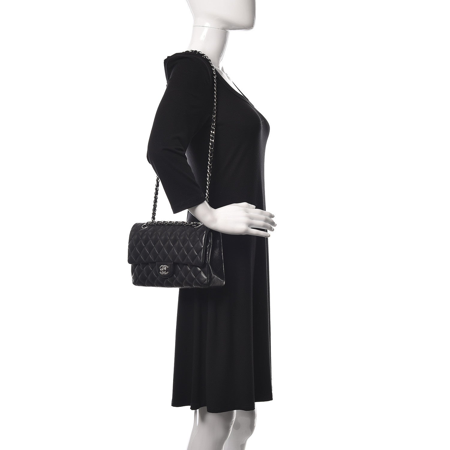 Chanel Lambskin Quilted Medium Double Flap Black 2 of 18