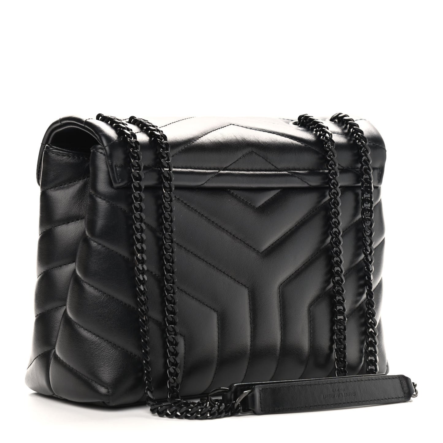 Calfskin Y Quilted Monogram Small Loulou Chain Satchel Black