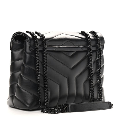 Saint Laurent Calfskin Y Quilted Monogram Small Loulou Chain Satchel Black 3 of 10