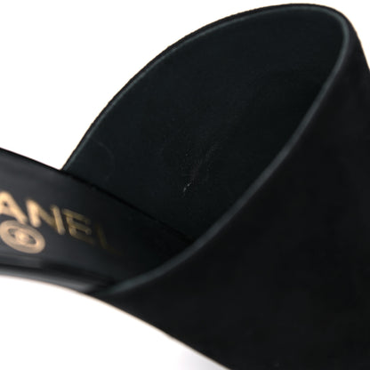 Chanel Suede Patent Calfskin Cap Toe Pearl Mule 38.5 Black 10 of 11