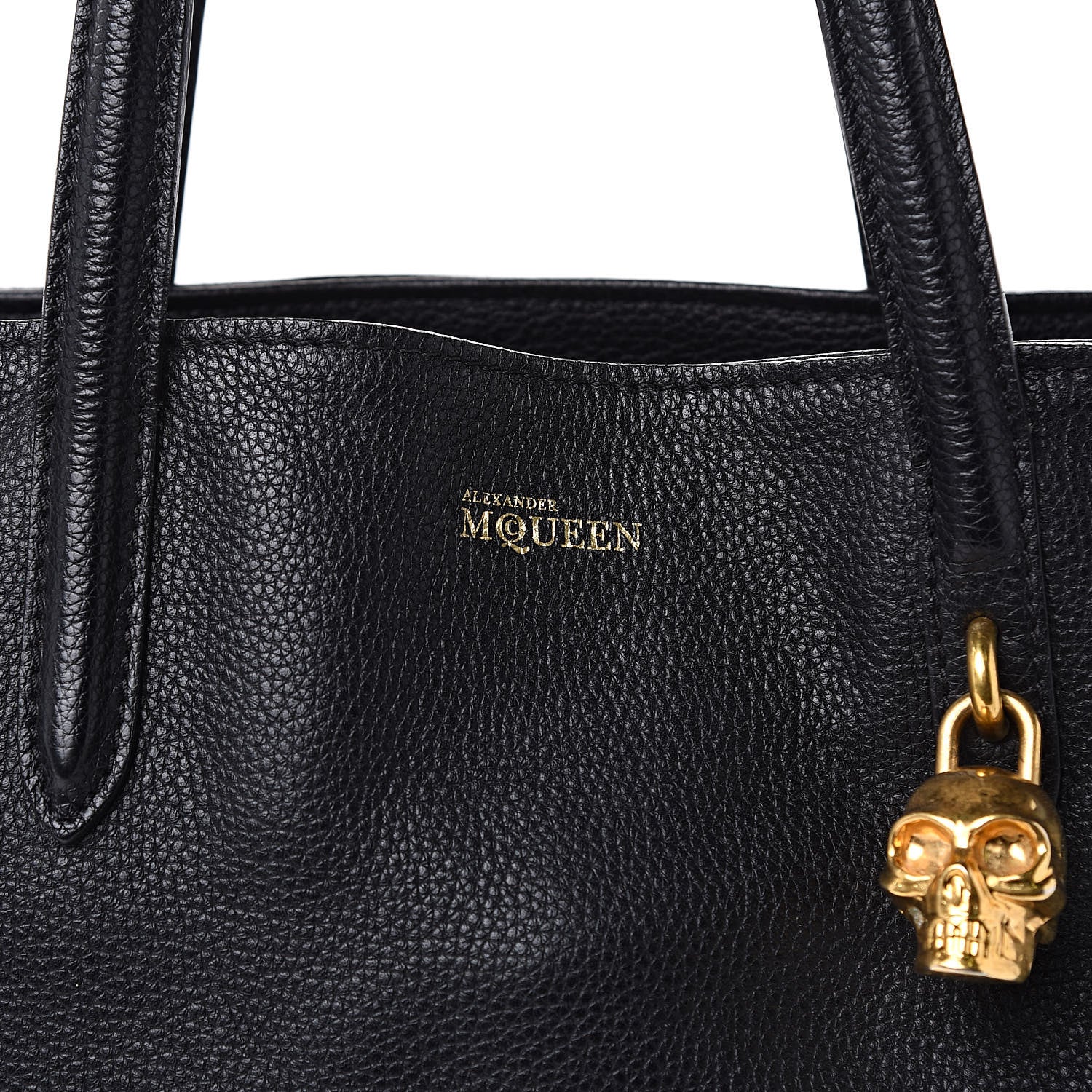 Alexander McQueen Pebbled Calfskin Skull Padlock Tote Black 11 of 11