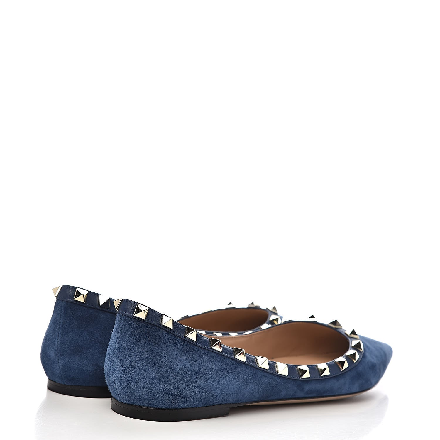 Valentino Garavani Suede Nappa Rockstud Ballerina Flats 40 Marine 5 of 12