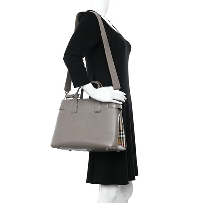 Burberry Derby Calfskin House Check Medium Banner Tote Pale Grey 2 of 13