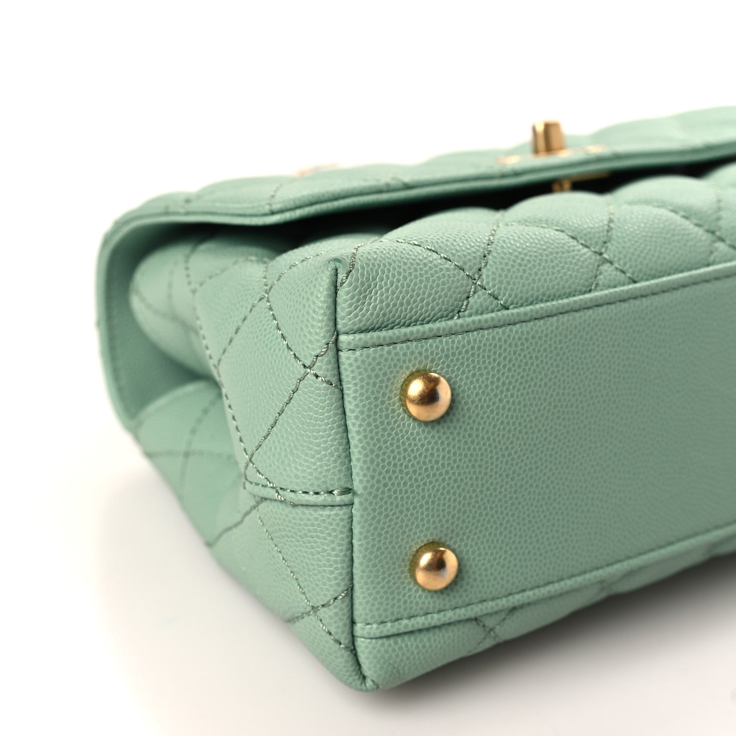 Chanel Caviar Quilted Mini Coco Chain Handle Flap Light Green 7 of 9