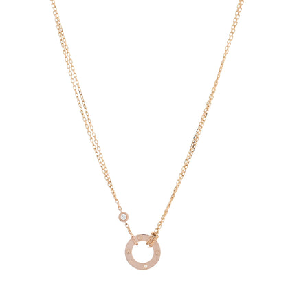 Cartier 18K Pink Gold 2 Diamond LOVE Necklace 1 of 4