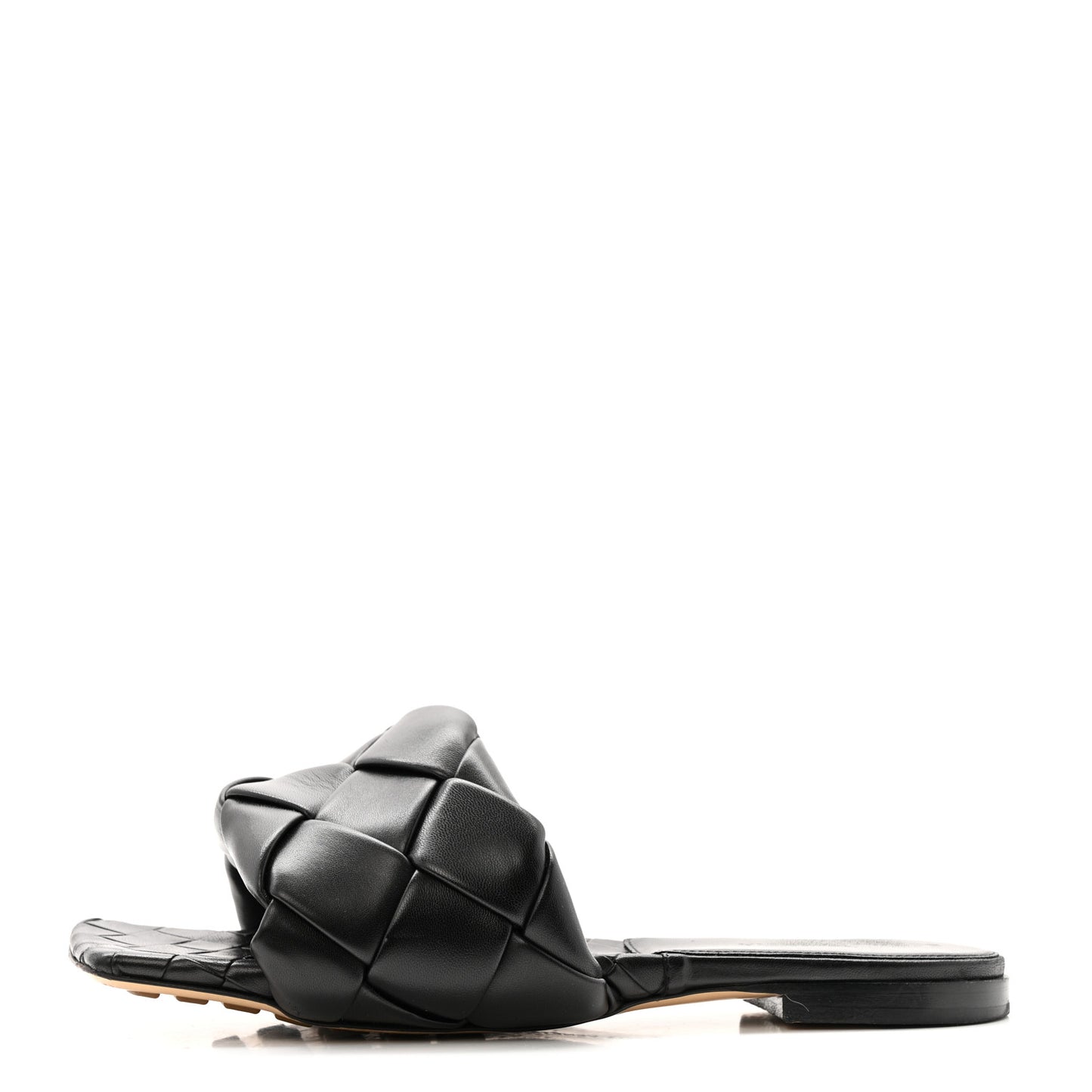 Nappa Maxi Intrecciato Lido Flat Sandals 38 Black