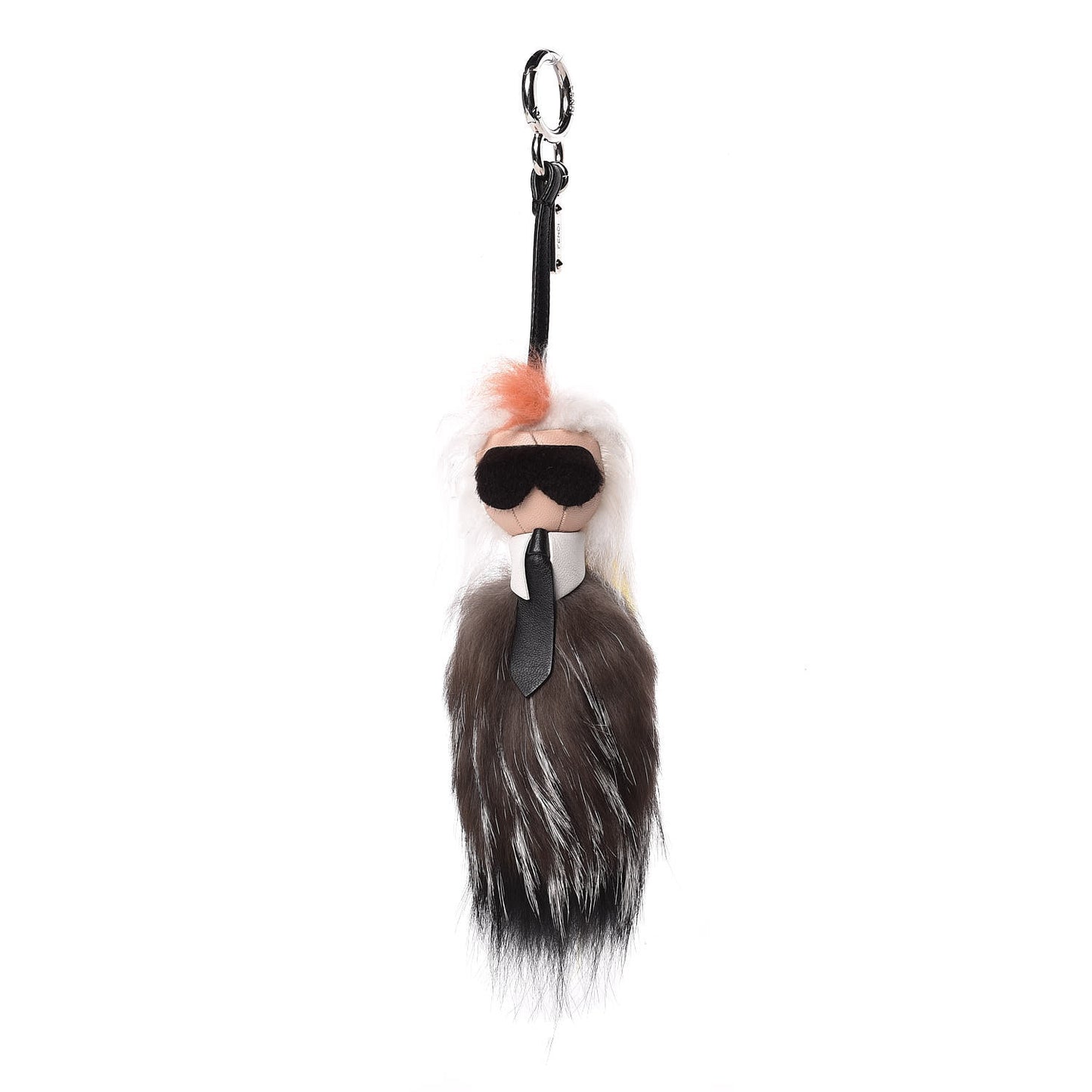 Fox Mink Goat Fur Mini Karlito Bag Charm White Black Flamingo