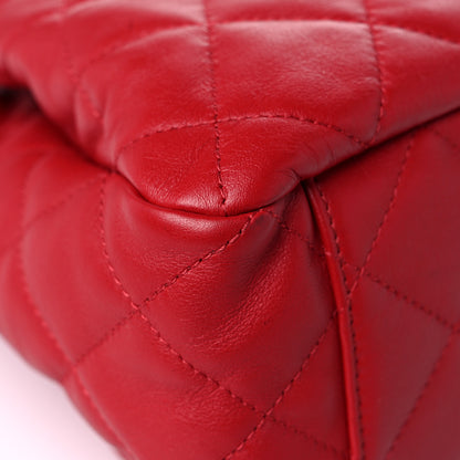 Chanel Lambskin Quilted Chain Drawstring Bag Red 10 of 16